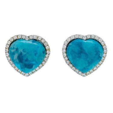 Imagem de Brinco Pedra Coração BC2208 - Akasaki, Prateado, Turquesa