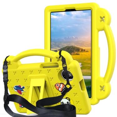 Imagem de QYiiD Capa infantil para Honor Pad X7 22.1 cm 2025, capa protetora infantil EVA à prova de choque com alça de suporte, alça de ombro, suporte de alça para tablet Honor Pad X7 8,7 polegadas, amarelo
