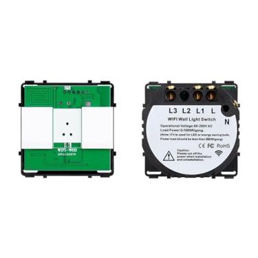 Imagem de Módulos DIY Combinação Livre 2 3 4 5 6 7 8 Interruptor Inteligente Touch On/Off Vidro Preto 157 mm Tomada Painel (2G WiFi Null Fire)