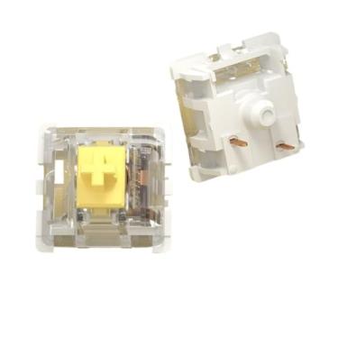 Imagem de Teclado mecânico KS-9 de 3 pinos vermelho marrom azul verde branco RGB silencioso clique linear tátil compatível Cherry MX (amarelo, 40 peças)