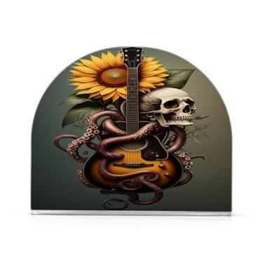 Imagem de Qilmy Suporte de guardanapo, porta-guardanapos de caveira de girassol para mesas cozinha restaurante decoração de casa, suporte decorativo moderno para papel de jantar guardanapos de coquetel 583