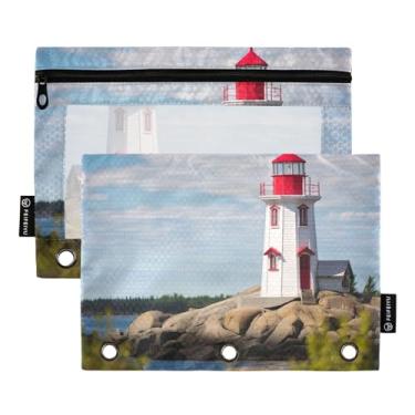 Imagem de Wassud Lighthouse Pacote com 2 pastas para fichário com 3 furos, pasta organizadora de arquivos para casa, escritório