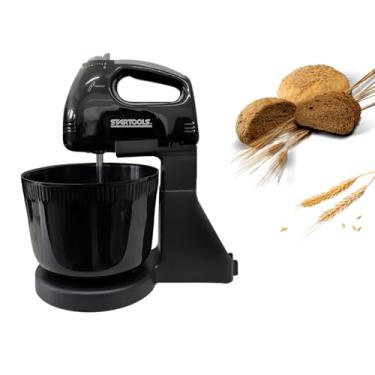 Imagem de Batedeira Elétrica 250W com Balde 2L, 7 Velocidades, Batedores de Ferro Cromado, Preta, 220V Bolos Tortas Salgados Cremes Mousse Cozinha