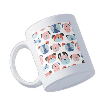 Imagem de Caneca Xícara de Café Porcelana 300ml Com Desenho Infantil de Cães Engraçados