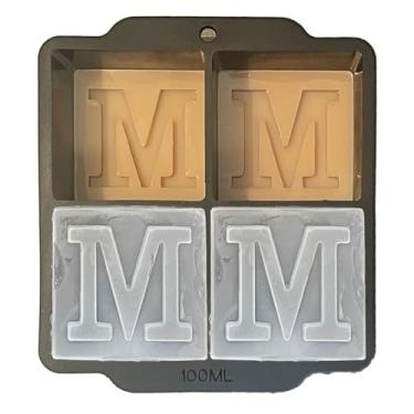 Imagem de Molde de cubos de gelo com monograma com tampa, bandeja de gelo de uísque de 5 cm, molde de cubo de gelo de coquetel, monograma de casamento, presente de agradecimento, presentes para o pai (letra M)