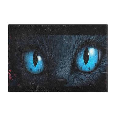 Imagem de Burbuja Tapete de banho Cat Eyes, tapete de banheiro absorvente extra macio com suporte antiderrapante para banheiro, banheira, chuveiro, 40 x 61 cm