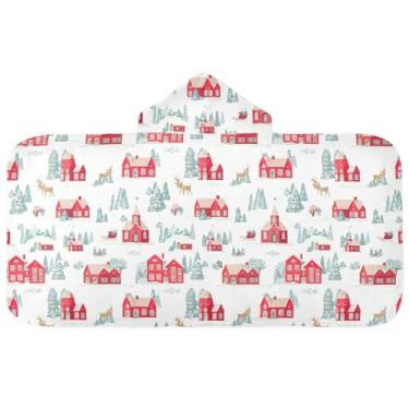 Imagem de Burbuja Toalha de banho com capuz de laço rosa para crianças, toalha de praia de pelúcia macia absorvente para chá de meninas e meninos 3-10 anos, 61 x 127 cm