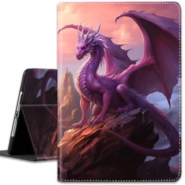 Imagem de Capa para iPad (A16) 11ª geração 11 polegadas (2025)/iPad 10ª geração 10,9 polegadas (2022), visualização em vários ângulos e despertar/hibernar automático, livro dragão roxo