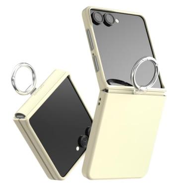 Imagem de araree Capa Aero Flex R Galaxy Z Flip 7 com proteção de dobradiça e anel, capa protetora fina (PC) com protetor de dobradiça (TPU) (creme, Galaxy Z Flip 7 5G)