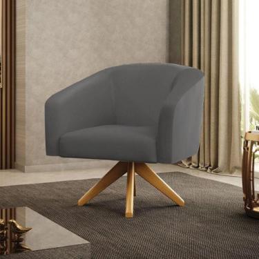 Imagem de Poltrona Sala Decorativa Stella Base De Madeira Giratória Ma30 Sintéti