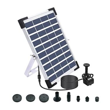 Imagem de Bomba de Fonte Solar 5W com LED e 6 Bicos DIY Água Submersível para Banhador Pássaros Tanque Peixes Jardim Piscina Aquár