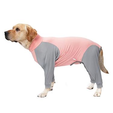 Imagem de Camisolas de cão Camisetas para pets quatro pernas gola alta Tecido elástico Costura cores Ajuste confortável cães pequenos médios e grandes