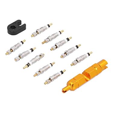 Imagem de Cryfokt Kit de Ferramentas de Reparo de Núcleo de Válvula de Pneu de Bicicleta - Conjunto de 10 Peças de Latão Francês Durável para Bicicleta de Montanha - Resistência à Pressão e Resistência à