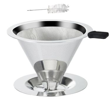 Imagem de Gotejador de café, filtro de café de gotejamento lento sem papel, aço inoxidável, reutilizável, malha de camada dupla, gotejador de café