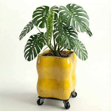 Imagem de Genérico, Vaso de Cimento Quadrado, Azul, 12x10x11 cm, Acabamento Brilhante, Decorativo para Plantas, Interior e Exterior