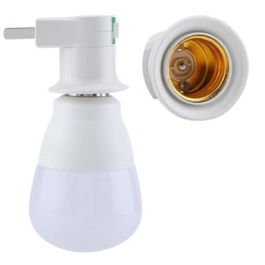 Imagem de Luqeeg Suporte de Lâmpada Portátil Adaptador de Soquete E27 para Lâmpadas LED Comuns, de Economia de Energia, Adequado para Closet, Banheiro, Material PS Branco Tamanho Mini 1 Pacote (Plugue dos EUA)