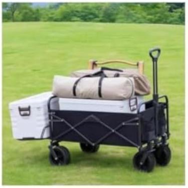 Imagem de Carrinho de compras resistente com capacidade de 50 litros, dobravel e preto, forte, facil