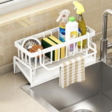 Imagem de Suporte de esponja de pia de cozinha multifuncional organizador de cozinha com armazenamento de escova