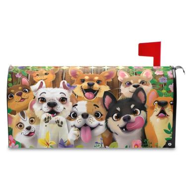Imagem de TSENQUE Cão sorridente animais fofos capas de caixa de correio magnéticas americanas capas de caixa de correio decorativas, tamanho padrão 53 x 45 cm