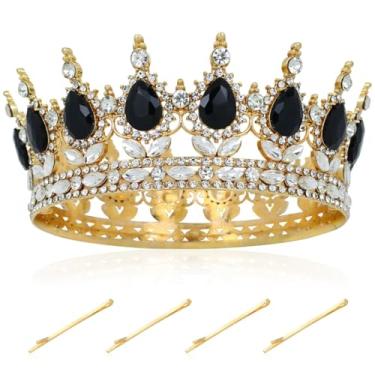 Imagem de inSowni 1 tiara de cabelo com coroa de rainha e strass de princesa, aniversário, casamento, noiva, acessórios para mulheres, meninas, damas de honra, One Size