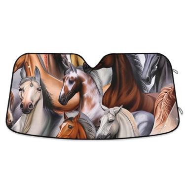 Imagem de Guarda-sol colorido para cavalos finos corcelos personalizados para para-brisa de carro bonito retrátil dobrável caminhão auto sombra de carro para para-brisa dianteiro S, 134,6 cm x 59,7 cm
