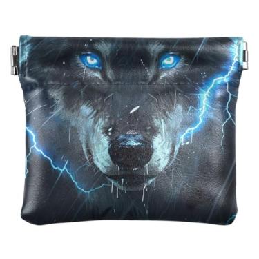 Imagem de Linda bolsa de moedas mãe coala para homens mulheres couro personalizado aperta meninas carteira de moedas, Estampa de lobo relâmpago, one size, Minimalista moderno