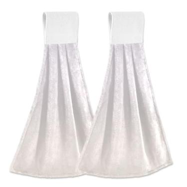 Imagem de Joitme Magnolia Toalhas de mão de linho gradiente ombré penduradas com laço pacote com 2, toalhas de banho de lã coral macias absorventes com fita mágica para forno, pia, decoração de casa