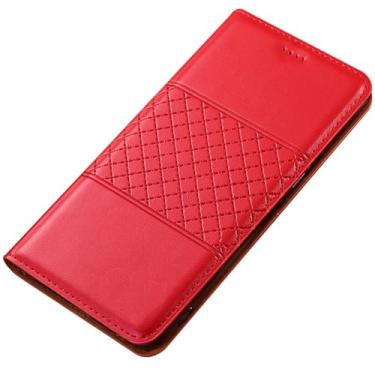 Imagem de FWYANZH Capa para Google Pixel 10 Pro XL/10 PRO/10, capa de telefone carteira flip de couro genuíno com compartimentos para cartões, suporte à prova de choque, capa de negócios, vermelha, 10Pro