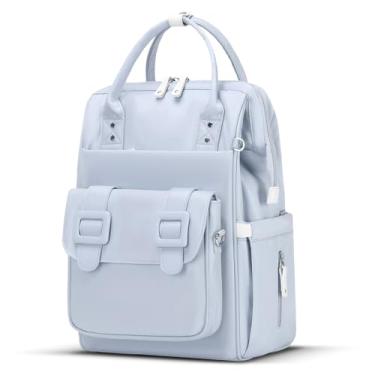 Imagem de Mochila grande de fraldas de 53 cm para meninas e meninos com bolsa seca e úmida, leve, fofa, impermeável, viagem, mamãe, papai, bolsa de fraldas com bolsa tiracolo removível essencial para mamãe para