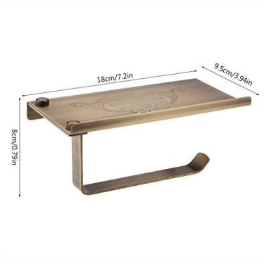 Imagem de GLOGLOW Suporte de Higiênico Suporte de Higiênico de Latão Antigo Com Prateleira de Telefone, Montado na Parede, Estilo Vintage, Acabamento Em Bronze, 7,2 X 3,94 X 0,79 Polegadas Nan Uso Diário No