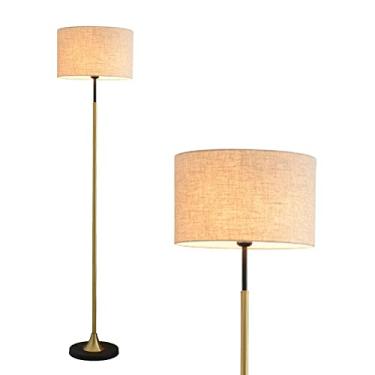 Imagem de Luminária de chão para sala de estar, luminária de LED com cúpula de tecido para mesa de cabeceira no quarto, luminária de chão vertical, luminária alta moderna de meados do século.