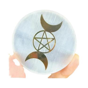 Imagem de Fatia De Cristal Natural Branco De Selenita 6cm Disco De Pedra De Gess