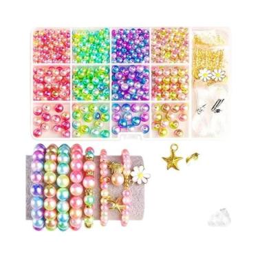 Imagem de Kit De Pérolas Em Gradiente Arco-Íris Para Fazer Joias DIY, Pulseiras,