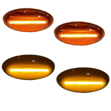 Imagem de 2x setas amarelo indicador âmbar lateral marcador de luz dinâmica compatível com Peugeot Expert Partner 107 1007 108 206 301 307 407 607 Traveller, serve para Ci-troen C1 C2 C3 C4 C5 X-sara (lente