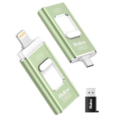 Imagem de Gulloe Flash Drive de interface dupla de 64 GB para armazenamento de fotos, vídeos, cartão de memória portátil – sem necessidade de aplicativo, compatível com iPhone 17/16/15/14/13/12/11, iPad