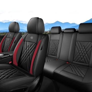 Imagem de PANG DOU Conjunto completo de capas de assento com ajuste personalizado para Ford Taurus 2002-2019, cobertura total de 5 lugares, capa de assento de couro impermeável para carro, almofada de assento