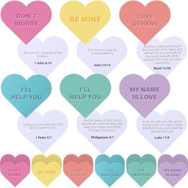 Imagem de Motipuns 60 Pcs Religious Valentine's Day Cards Bulk Christian Scripture Bible Valentine Cards with Heart Designs for Gift Exchange Classroom Valentines Church Activities Sunday School Decorations