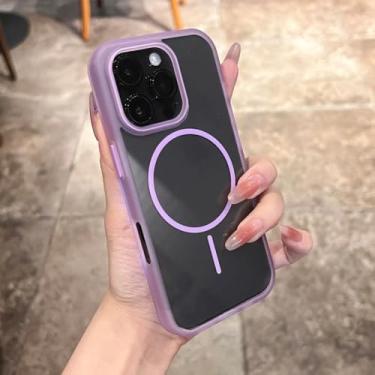 Imagem de HJZSZX Capa magnética transparente para iPhone 16 com carregamento sem fio e à prova de choque (para iPhone 16/roxa)