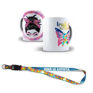 Imagem de Kit Presente Sou Irmã de Autista com Caneca + Chaveiro e Cordão Puzzle