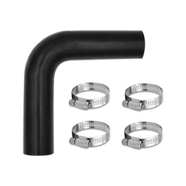 Imagem de Mangueira de pescoço de enchimento de combustível a gasolina com 4 braçadeiras - 5 cm de diâmetro interno, mangueira de enchimento de tanque de gás reforçada - 90 graus, 5 cm ID 30 cm de comprimento