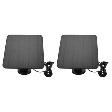 Imagem de Fabater Carregador de Painel Solar Eficiente de 12 W para Câmera de Anel DC USB C Micro Portas USB IP65 à Prova D'água 2 Peças Conjunto para Câmera de Segurança Externa