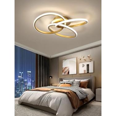 Imagem de Luminária de teto LED moderna com controle remoto, dimerizável e econômica. Design criativo em espiral para sala de estar, quarto, cozinha, mesa de jantar e escritório. Instalação embutida (