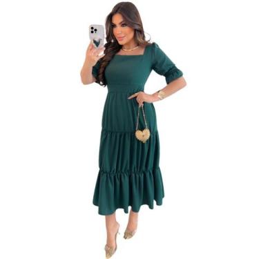 Imagem de Vestido Alfaiataria Evangélico Feminino Valoriza a Silhueta Com Saia F