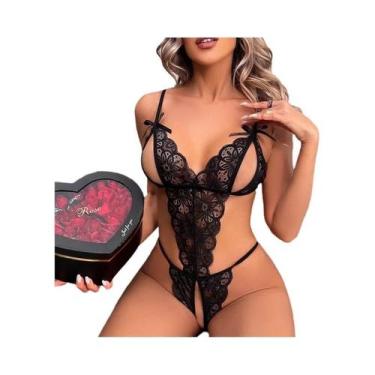 Imagem de Conjunto De Lingerie Sexy Feminina Em Uma Peça, Sutiã E Calcinha Respi