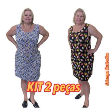 Imagem de Vestido Camiseta Estampado Em Liganete Malha Fresquinha  Plus Size Sol