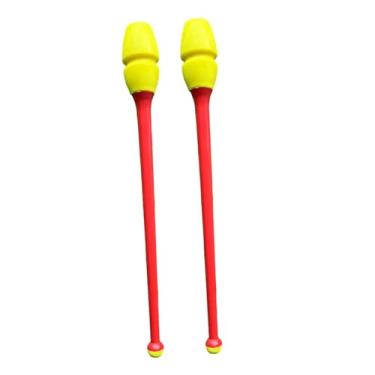 Imagem de Colaxi Conjunto de 2 bastões de ginástica rítmica em borracha para treinamento de dança artística, com 35 cm de comprimento, ideais para crianças e adultos, Style H