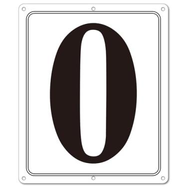 Imagem de i-CowFun Placa numerada de metal premium ao ar livre, refletiva 30,5 x 25,4 cm grande placas numéricas de alumínio 0 para estacionamento, quadra de tênis, campo, armazém, corredor, edifício, doca