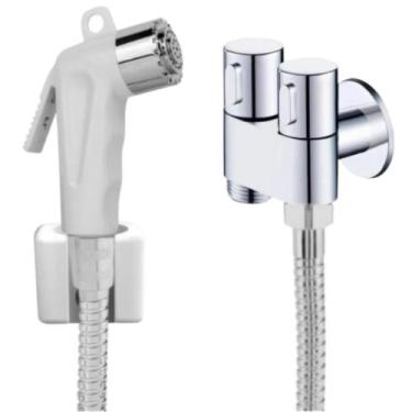 Imagem de Ducha Higiênica Completa Registro Metal Duplo + Engate Flexível Inox 1