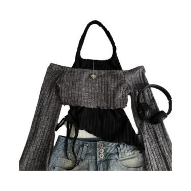 Imagem de Camisetas Femininas Góticas Com Estampa Floral, Manga Longa, Estilo Y2