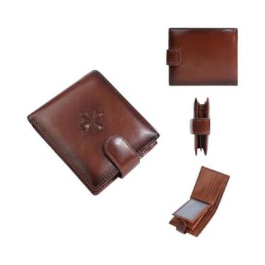 Imagem de Carteira Bifold Masculina Em Couro Legítimo Grande Capacidade Bloqueio